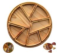 Puzzle Serving Tray Wood Food, Funny Puzzle Shaped Serving Tray, Christmas Wooden Fruit Food Platter with 8 Removable, Compartments, for Coffee Table, Living Room, Kitchen (1Pcs)