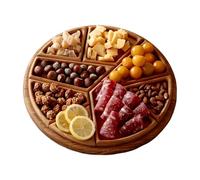 Puzzle Serving Tray Wood Round, Divided Serving Tray with 8 Removable Compartments for Fruits Nuts Snacks Meats Desserts, Funny Food Platter for Coffee Table, Living Room, Kitchen, Party, Picnic