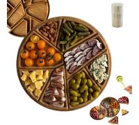 Puzzle Serving Tray - Wood with Removable Compartments, Wooden Food Tray Platter, Snack Charcuterie Plate Divided Dish For Family Meal, Party, Coffee Table Display, Kitchen Use (L1)