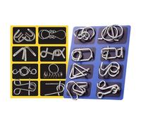 Puzzle Set, Educational Mental Test Game, 16 Pieces Intelligence Test Brain Teaser Metal Wire Puzzle for Home Office School Travel Children Teenagers Adults, Funny Log Game