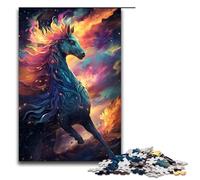 Puzzle Sfor Adults 1000 Piece Colorful Psychedelia of Starry Sky Horse Wooden Puzzles 1000 PCS(75x50cm)