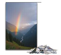 Puzzle Sfor Adults 1000 Piece Double Rainbow Across The Valley after The Rain Wooden Puzzles 1000 PCS(38x26cm)