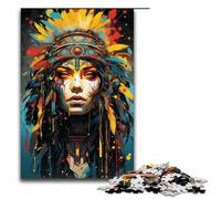 Puzzle Sfor Adults 1000 Piece Native American Woman's Colorful Psychedelic Wooden Puzzles 1000PCS(75x50cm)
