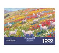 Puzzle Sheep 1000 Pieces Challenge Game for Adults,Colorful Flower Field Pastoral Landscape Impossible Jigsaw Puzzles 1000 Pieces Educational Game Home Decoration 70x50cm/1000pcs
