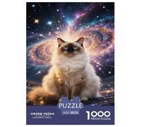 Puzzle Siamese Cat 1000 Pieces Challenge Toy for Adults,Fantasy Starlit Sky Impossible Jigsaw Puzzles 1000 Piece Educational Games Home Decoration 38x26cm/1000pcs