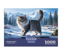 Puzzle Siberian Cat 1000 Piece Challenge Toy for Adults,Winter Snowscape Impossible Jigsaw Puzzles 1000 Piece Educational Games Home Decoration 70x50cm/1000pcs