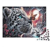 Puzzle Snow Leopard with Butterfly Jigsaw Puzzles for Adults And Family 1000 Pieces Wildlife, Educational Games, Home Decoration 70x50cm/1000pcs