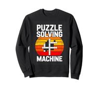 Puzzle Solving Machine Crossword Retro Sun Sweatshirt