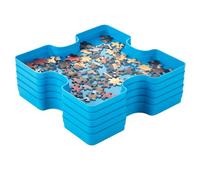 Puzzle Sorter Trays Set of 6 for 1000 Piece Jigsaws | Stackable Interlocking Jigsaw Sorting Trays for Pieces, Colours & Edges | Durable Blue Plastic Puzzle Organiser Storage for Adults & Hobby Lovers