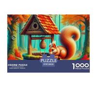 Puzzle Squirrel 1000 Piece Jigsaw Challenge Toy Forest Animal Theme Decoration Puzzle Gifts for Men for Both Adults And Children 38x26cm/1000pcs