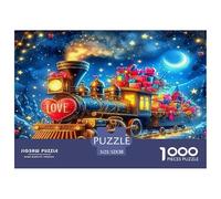 Puzzle Steam Train 1000 Piece Challenge Toy for Adults Neon Starry Night Impossible Jigsaw Puzzles 1000 Pieces Educational Games Home Decoration 52x38cm/1000pcs
