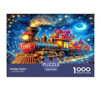 Puzzle Steam Train 1000 Pieces Challenge Game for Adults, Neon Starry Night Impossible Jigsaw Puzzles 1000 Piece Educational Game for Adults Or Families Pieces Gifts 70x50cm/1000pcs