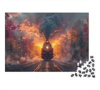 Puzzle Steam Train at Sunset for Adults 1000 Pieces Scenery Jigsaw Beautiful Decoration for Men Women Educational Games 38x26cm/1000pcs