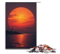 Puzzle Sunset Circle 1000 Piece Jigsaw Wooden for Adults & Kids Age 12 Up Family Fun Puzzle 1000 PCS(38x26cm)