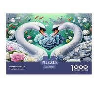 Puzzle Swan 1000 Pieces Challenge Toy for Adults Heart-Shaped Blue Rose Impossible Jigsaw Puzzles 1000 Piece Educational Game Puzzle Gifts 70x50cm/1000pcs