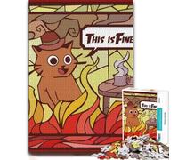 Puzzle This Is Fine Cat Stained Glass 1000pcs (70x50cm) for Adults | Paper puzzle activity during family time for calm focus.