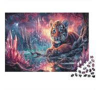 Puzzle Tiger Cub by Crystal Castle Lake Jigsaw Adults 1000 Pieces, Wildlife Educational Games Home Decoration 38x26cm/1000pcs