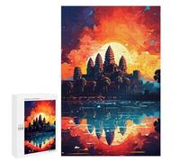 Puzzle Time - Angkor Wat Sunset Reflections -1, 1000 PCS, Adult Tabletop Puzzle, Creative Indoor Hobby, for Screen-Free Relaxation at Home