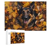 Puzzle Time - Autumn's Embrace German Shepherd's Cozy Moment, 300 PCS, Displayable Picture Puzzle, New Year Party Activity, for Screen-Free Relaxation at Home