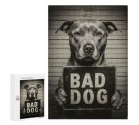 Puzzle Time - Bad Dog Mugshot, 300 PCS, Wooden Brain Teaser for Adults, New Year Gift; for Shared Table Time
