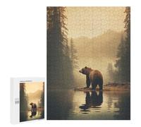 Puzzle Time - Bear in Misty Forest, 500 PCS, Wooden Brain Teaser for Adults, for Relaxing Solo Or Group Play
