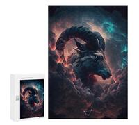 Puzzle Time - Celestial Ram Portrait, 300 PCS, Wooden Art Puzzle, Winter Activity Gift; for Shared Table Time