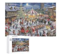 Puzzle Time - Christmas Market Magic Scene, 1000 PCS, Displayable Picture Puzzle, Seasonal Home Décor, with A Decorative Finished Picture