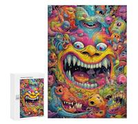 Puzzle Time - Colorful Monster Mash-Up, 300 PCS, Wooden Jigsaw Puzzle for Adults, Relaxing Home Activity - to Assemble, Frame And Display