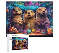 Puzzle Time - Colorful Otters at The Bar, 500 PCS, Displayable Picture Puzzle, New Year Party Activity, for Screen-Free Relaxation at Home