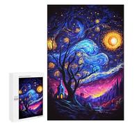 Puzzle Time - Dancing Night Stars, 1000 PCS, Adult Wooden Jigsaw, Winter Activity Gift, with A Decorative Finished Picture