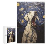 Puzzle Time - Dog Scream in Starry Night, 1000 PCS, Displayable Picture Puzzle, Year-End Present, for Mindful Indoor Entertainment