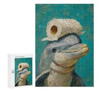 Puzzle Time - Dolphin with Hat Painting, 300 PCS, Jigsaw Puzzle for Adults, for Quiet Evenings And Focused Play