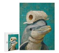 Puzzle Time - Dolphin with Hat Painting, 500 PCS, Decorative Jigsaw for Grown-Ups, Housewarming Gift, with A Decorative Finished Picture