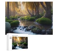 Puzzle Time - Enchanted Forest Stream Serenity, 300 PCS, Wooden Jigsaw Puzzle for Adults, New Year Gift, with A Decorative Finished Picture