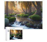 Puzzle Time - Enchanted Forest Stream Serenity, 500 PCS, Displayable Picture Puzzle, New Year Party Activity, for Screen-Free Relaxation at Home