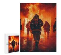 Puzzle Time - Firefighters Entering Blaz, 500 PCS, Displayable Picture Puzzle, Winter Gift - for Quiet Evenings And Focused Play