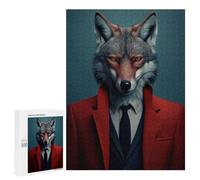 Puzzle Time - Fox in A Red Suit, 500 PCS, Adult Wooden Jigsaw, Winter Activity Gift, with A Decorative Finished Picture