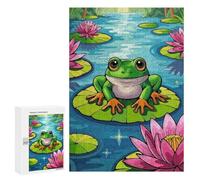 Puzzle Time - Frog on Lily Pad Cartoon, 300 PCS, Jigsaw Puzzle for Adults, Year-End Present - for A Rewarding Weekend Challenge