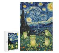 Puzzle Time - Frogs in Starry Night Parody, 1000 PCS, Decorative Jigsaw for Grown-Ups, Festive Gift for Adults; for Couples, Friends And Family