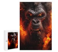 Puzzle Time - Furious Mad Scary Gorilla, 1000 PCS, Wooden Art Puzzle, Winter Activity Gift; for Shared Table Time