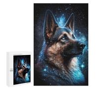 Puzzle Time - Galactic Guardian German Shepherd Art Print -3, 1000 PCS, Decorative Jigsaw for Grown-Ups, Weekend Puzzle Project, for Mindful Indoor Entertainment