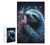 Puzzle Time - Glowing Sloth with Flowers, 1000 PCS, Challenging Puzzle for Adults, Screen-Free Activity, for Mindful Indoor Entertainment