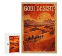 Puzzle Time - Gobi Desert Camel Caravan, 300 PCS, Wooden Art Puzzle, New Year Decoration, for Relaxing Solo Or Group Play