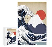 Puzzle Time - Great Wave Fuji Mountain, 1000 PCS, Decorative Wooden Puzzle, Winter Activity Gift - for A Rewarding Weekend Challenge