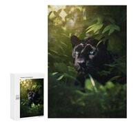 Puzzle Time - Green Jungle Black Panther, 300 PCS, Displayable Picture Puzzle, Year-End Present, for Mindful Indoor Entertainment