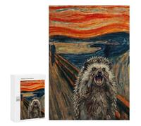 Puzzle Time - Hedgehog Screaming in Edvard Munch's The Scream, 300 PCS, Wooden Brain Teaser for Adults, New Year Party Activity - for Detail-Focused Puzzlers