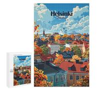 Puzzle Time - Helsinki Finland Autumn Cityscape Illustration, 1000 PCS, Adult Tabletop Puzzle, Mindful Gift for Adults, with A Decorative Finished Picture