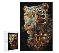 Puzzle Time - Leopard Golden Art Deco, 1000 PCS, Adult Picture Puzzle, Creative Indoor Hobby, for Relaxing Solo Or Group Play