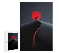 Puzzle Time - Lone Wolf on Dune Under Red Moon, 1000 PCS, Wooden Jigsaw Puzzle for Adults, New Year Decoration - for Detail-Focused Puzzlers