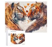 Puzzle Time - Love Between Tigers A Heartfelt Encounter, 500 PCS, Displayable Picture Puzzle, New Year Party Activity, for Screen-Free Relaxation at Home